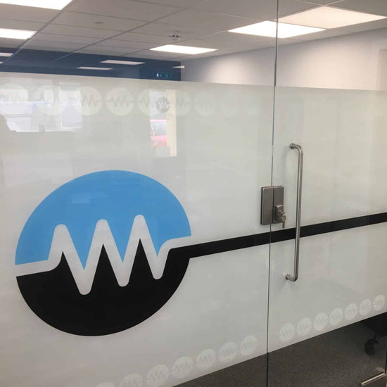 Branded glass doors