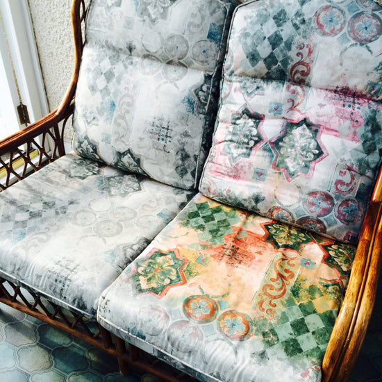 Seat with faded cushions
