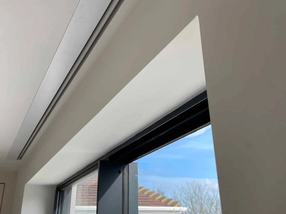 Blindspace concealed blind system hidden above a new build window