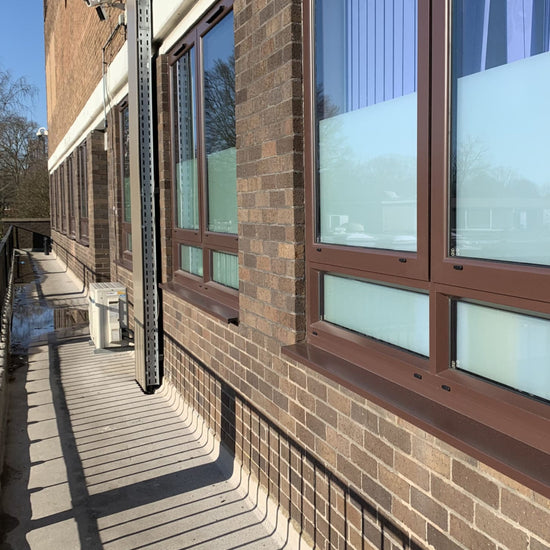 Commercial building windows with path outside