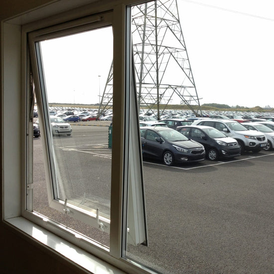View of car park from indoors